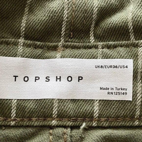 Topshop Green Stripe Paperbag High Waist Shorts high rise 4 new - Picture 3 of 13